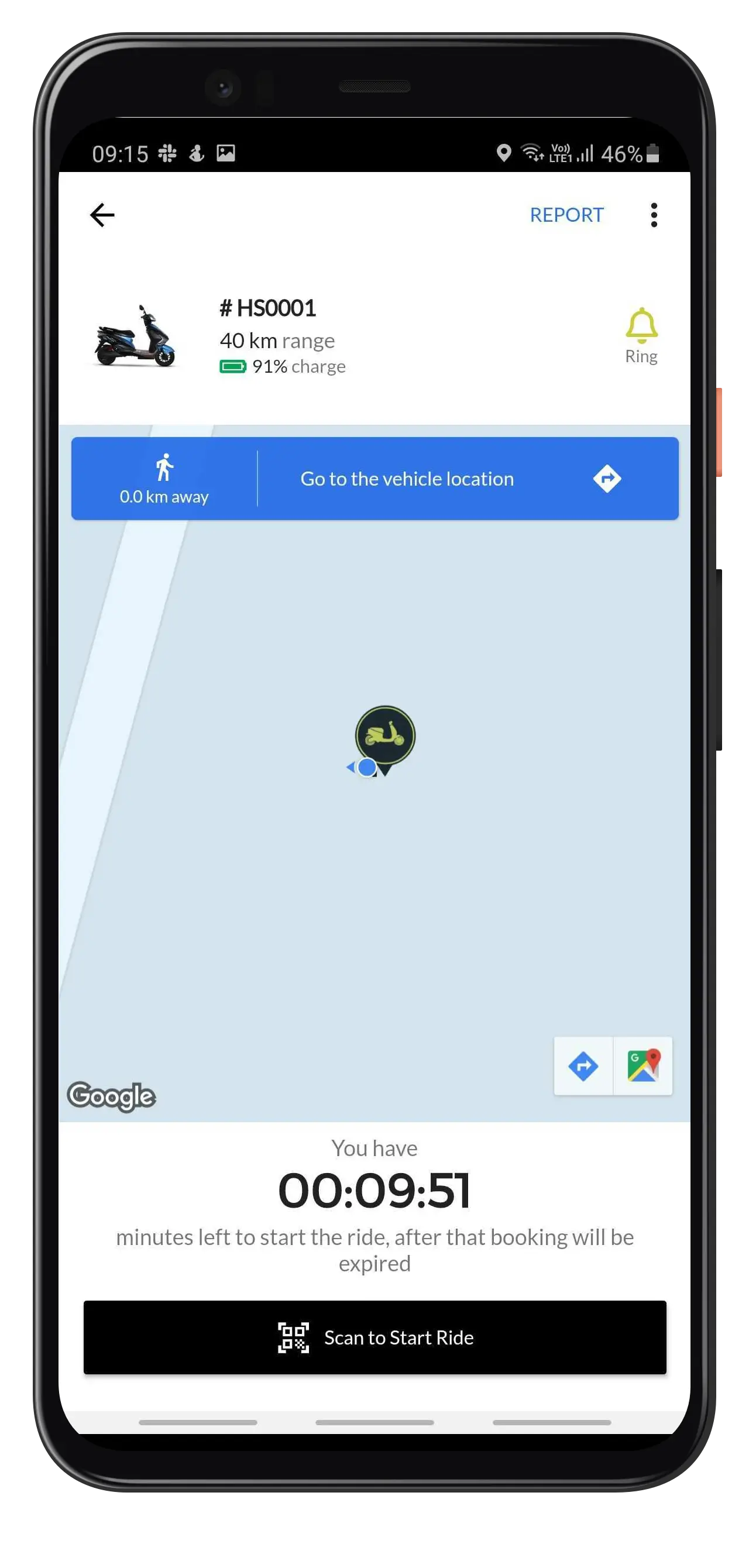 Unlock & Ride screen